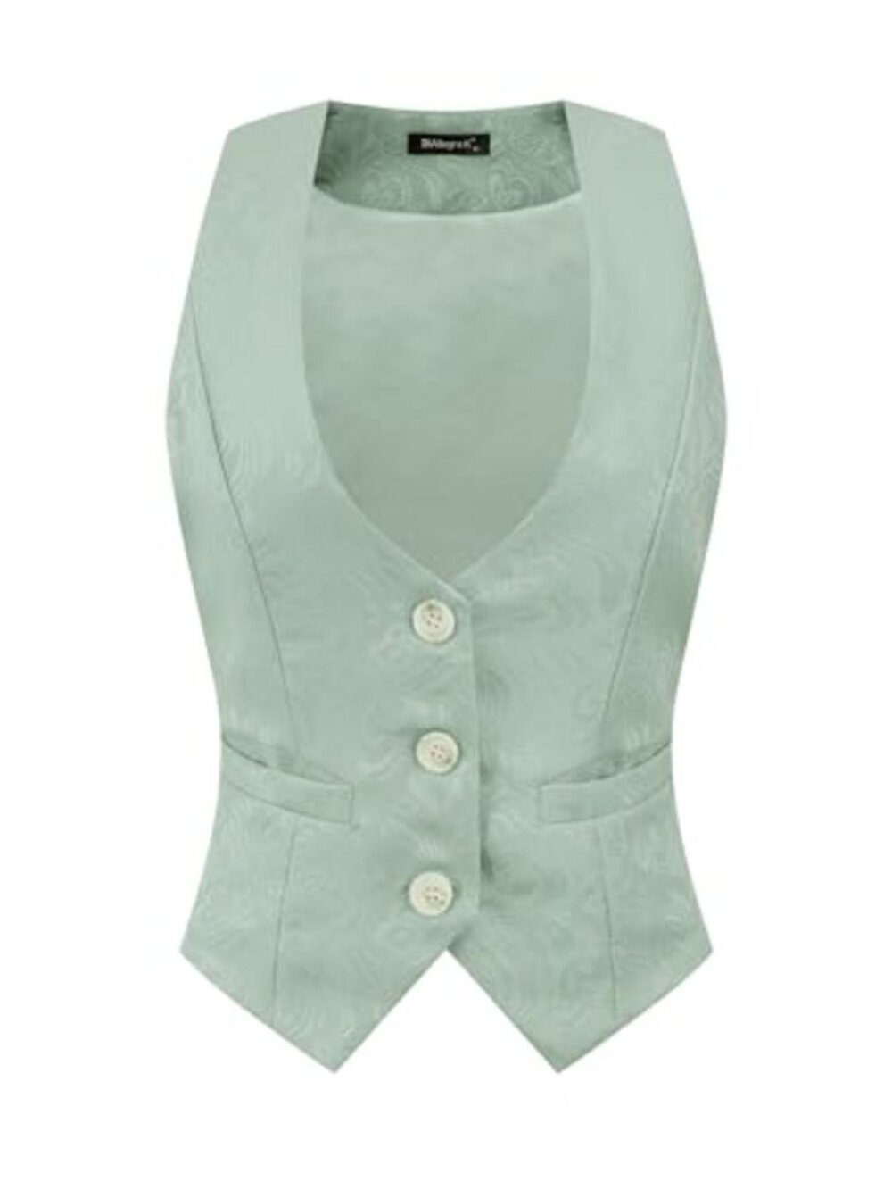 Vintage Jacquard Sleeveless Vest for Women Suit Waistcoat with Pockets